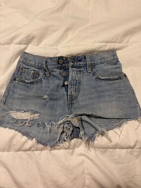 Levi's Light Blue Distressed Jean Cutoff Shorts
